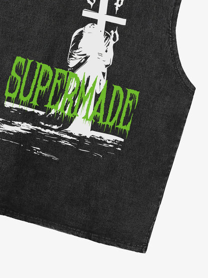 Original Edgy Cross Graphic Vest 