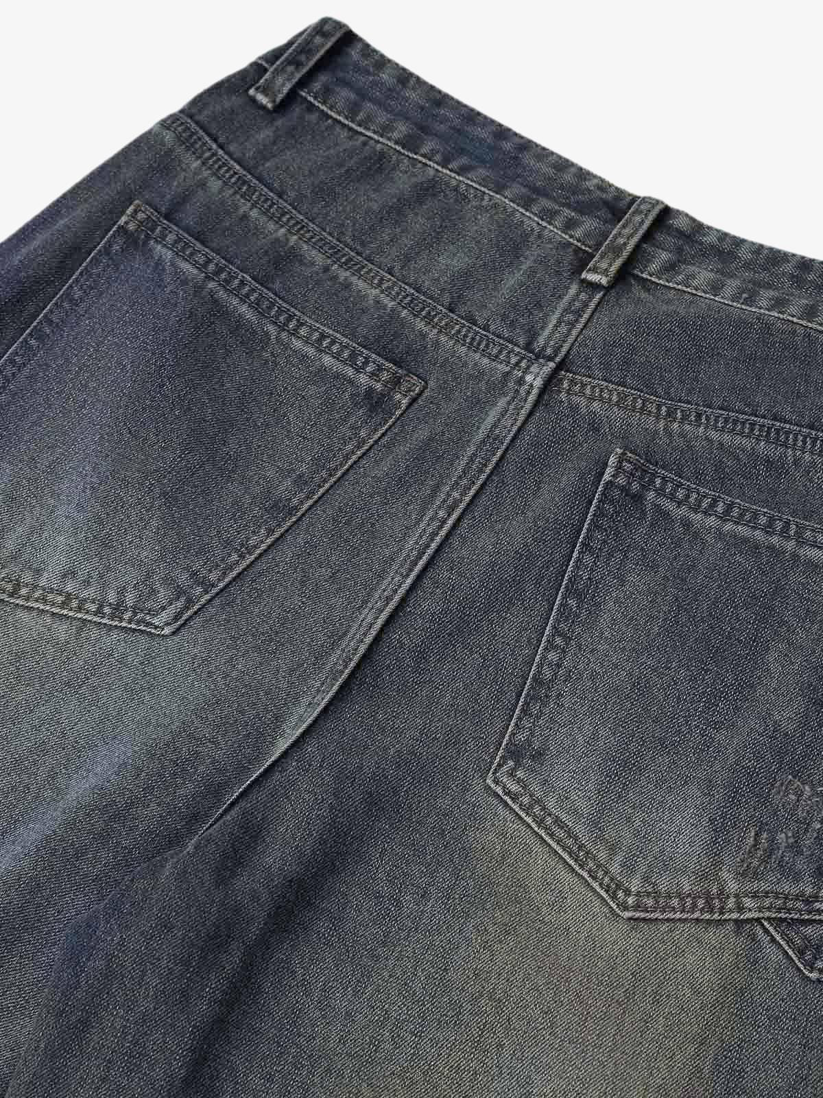 Washed Dirty-Dye Straight Jeans - 2352 