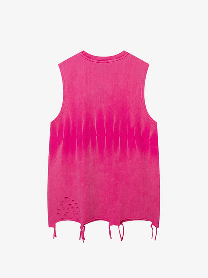 Gradient Tie-Dye Raw Edge Vest 