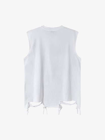 Retro Tattered Print Vest 