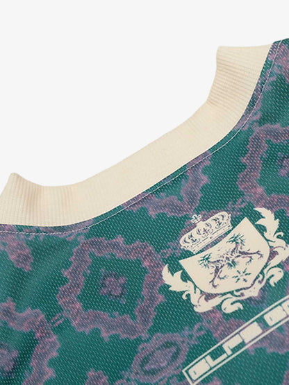 Always Strive Green Patterned Jersey V-Neck T-Shirt 