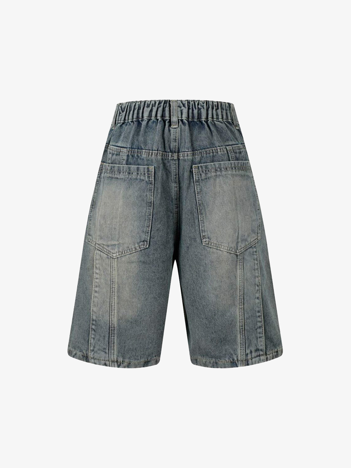 Washed Distressed Deconstructed Split Denim Shorts 