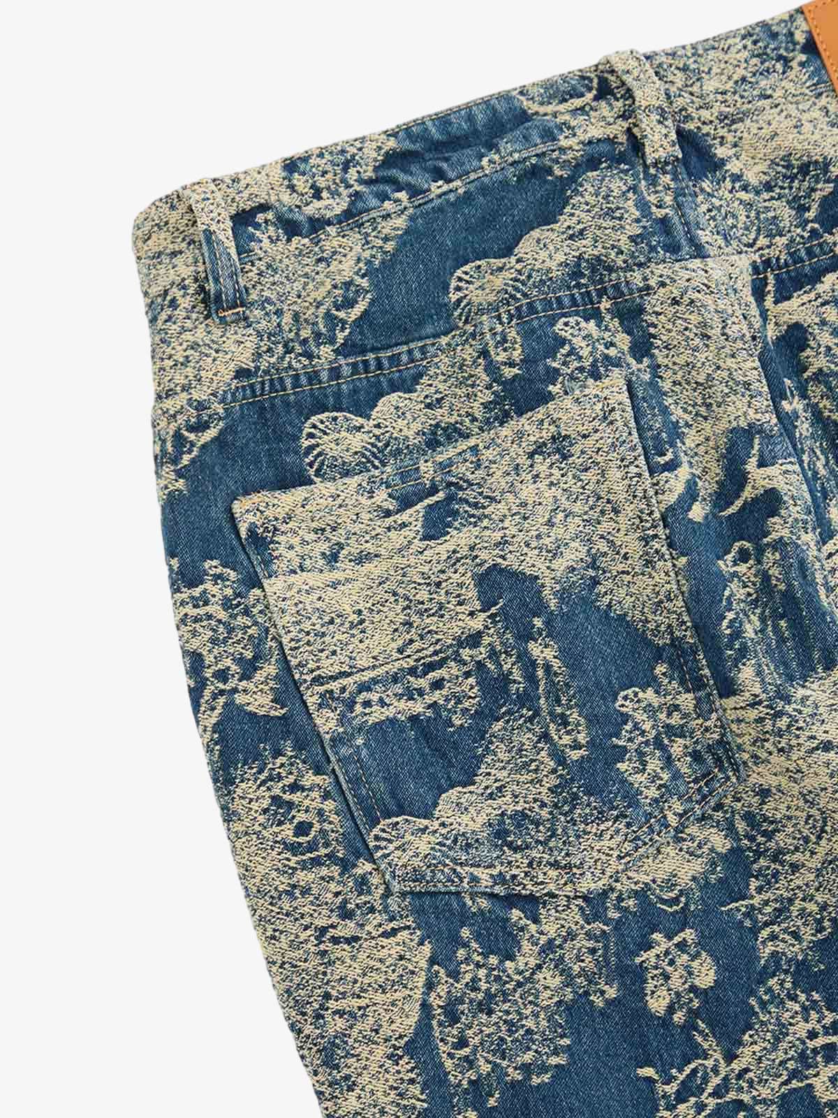 Landscape Jacquard Straight Jeans 