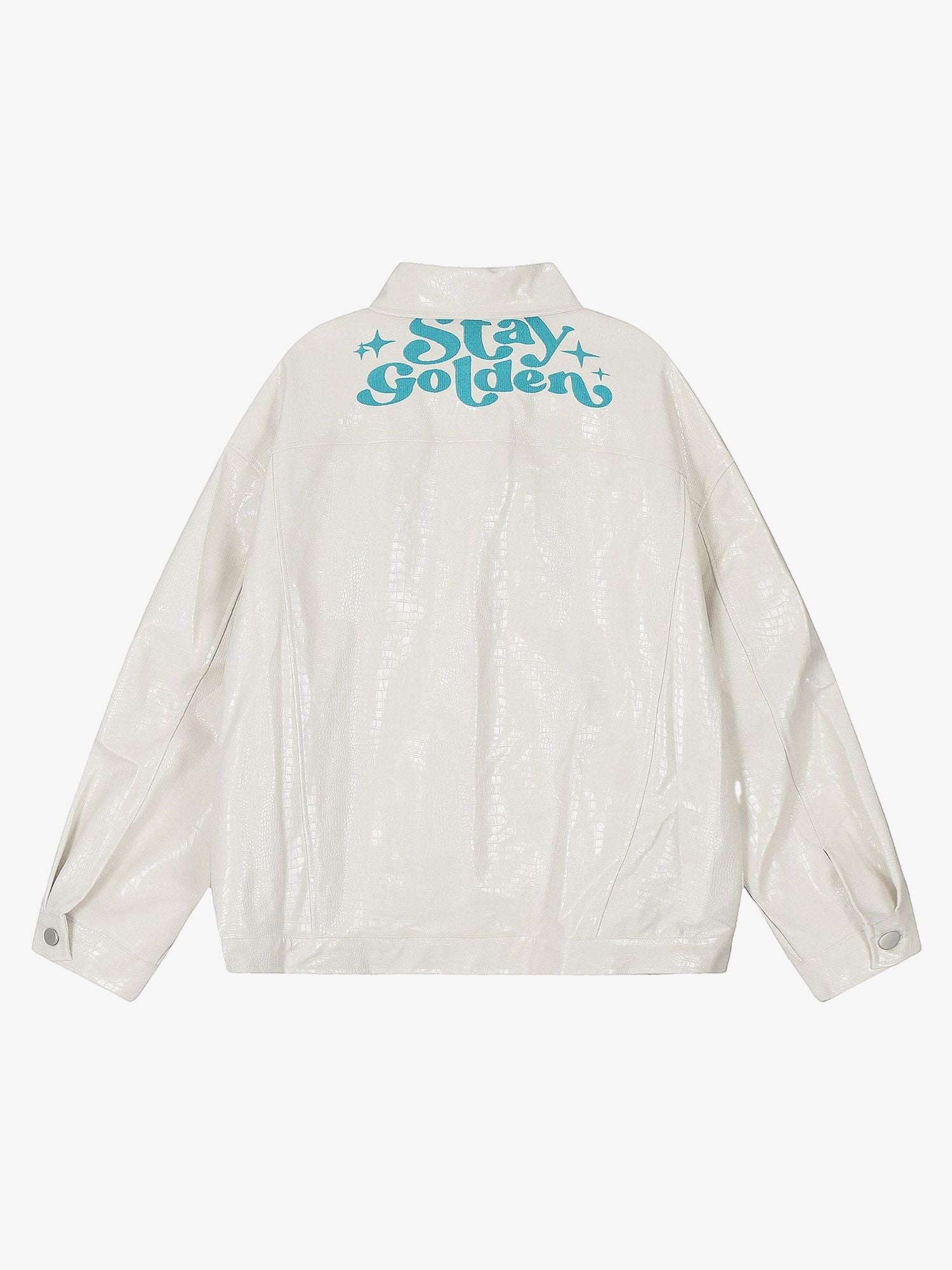 Thesupermade Star Embroidered PU Leather Jacket - 2358 