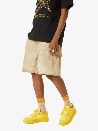 Thesupermade Retro Washed Distressed Hip-Hop Shorts 