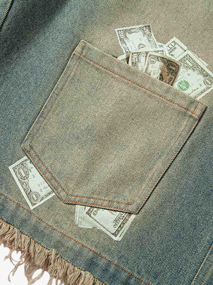 Gradient Washed Raw Edge Jorts 