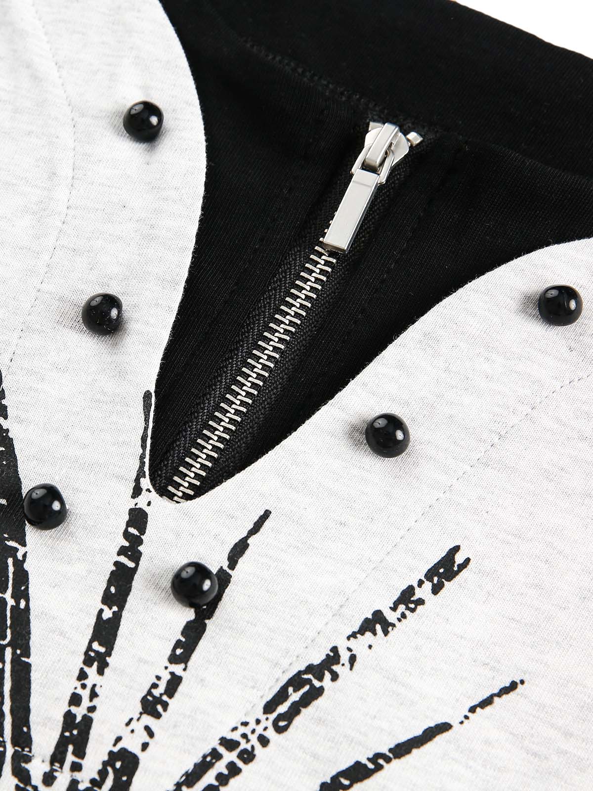 Retro Portrait Print Faux Two-Piece Long Sleeve T-Shirt - 2316 