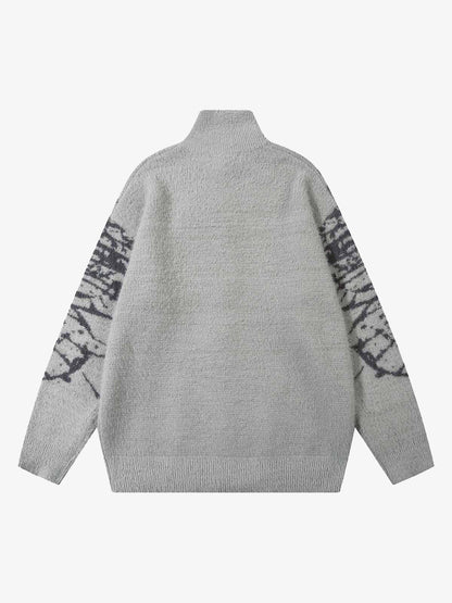 Thesupermade Butterfly Jacquard  Knit Mock Neck Sweater 