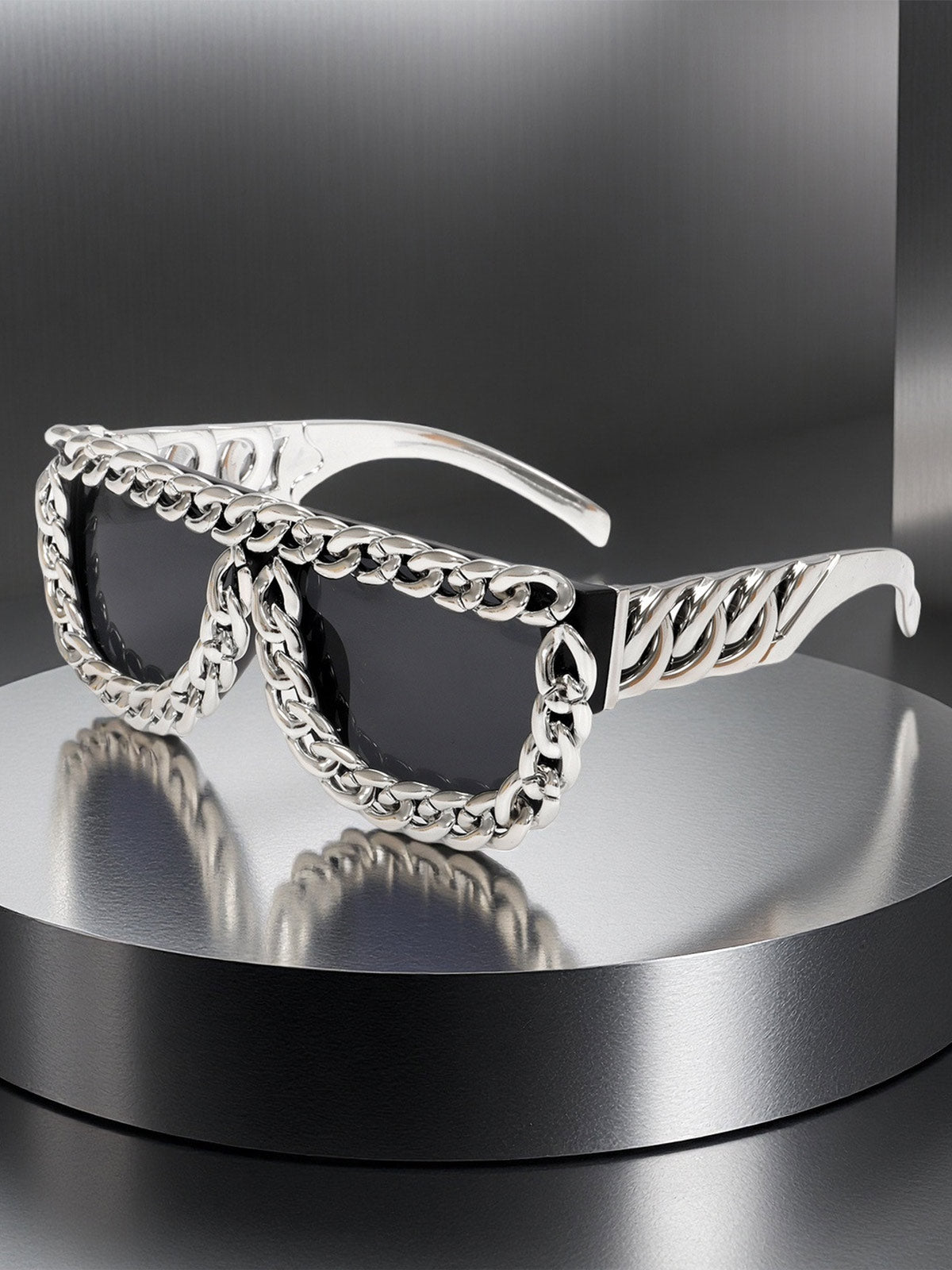 Street Square Frame Chain Sunglasses 