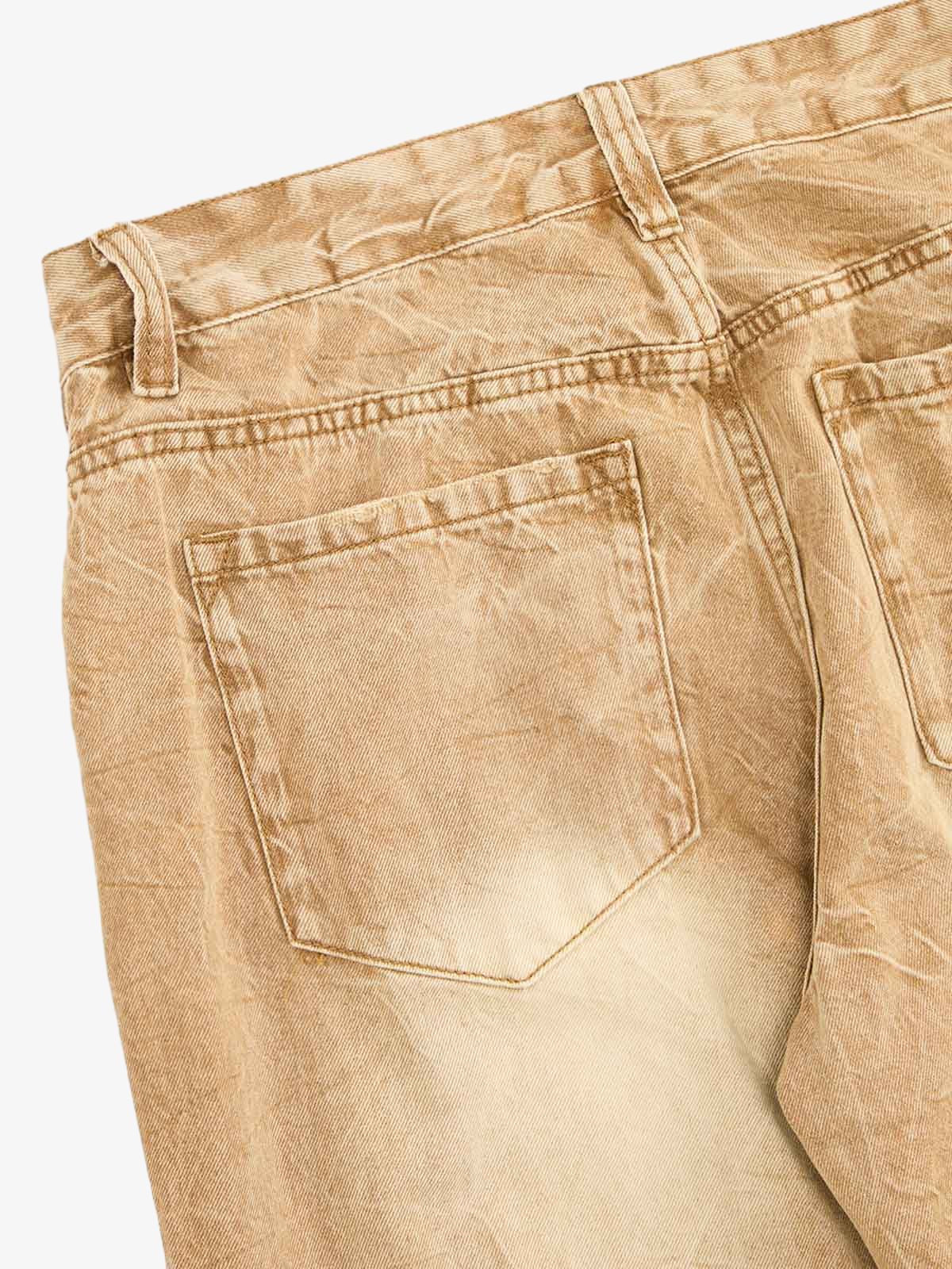 Vintage Washed Distressed Straight Jeans 