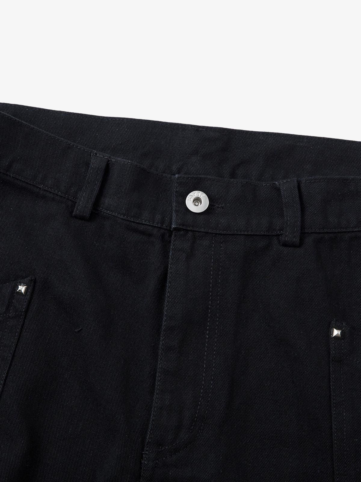 Deconstructed Split Rivet Cargo Jeans 
