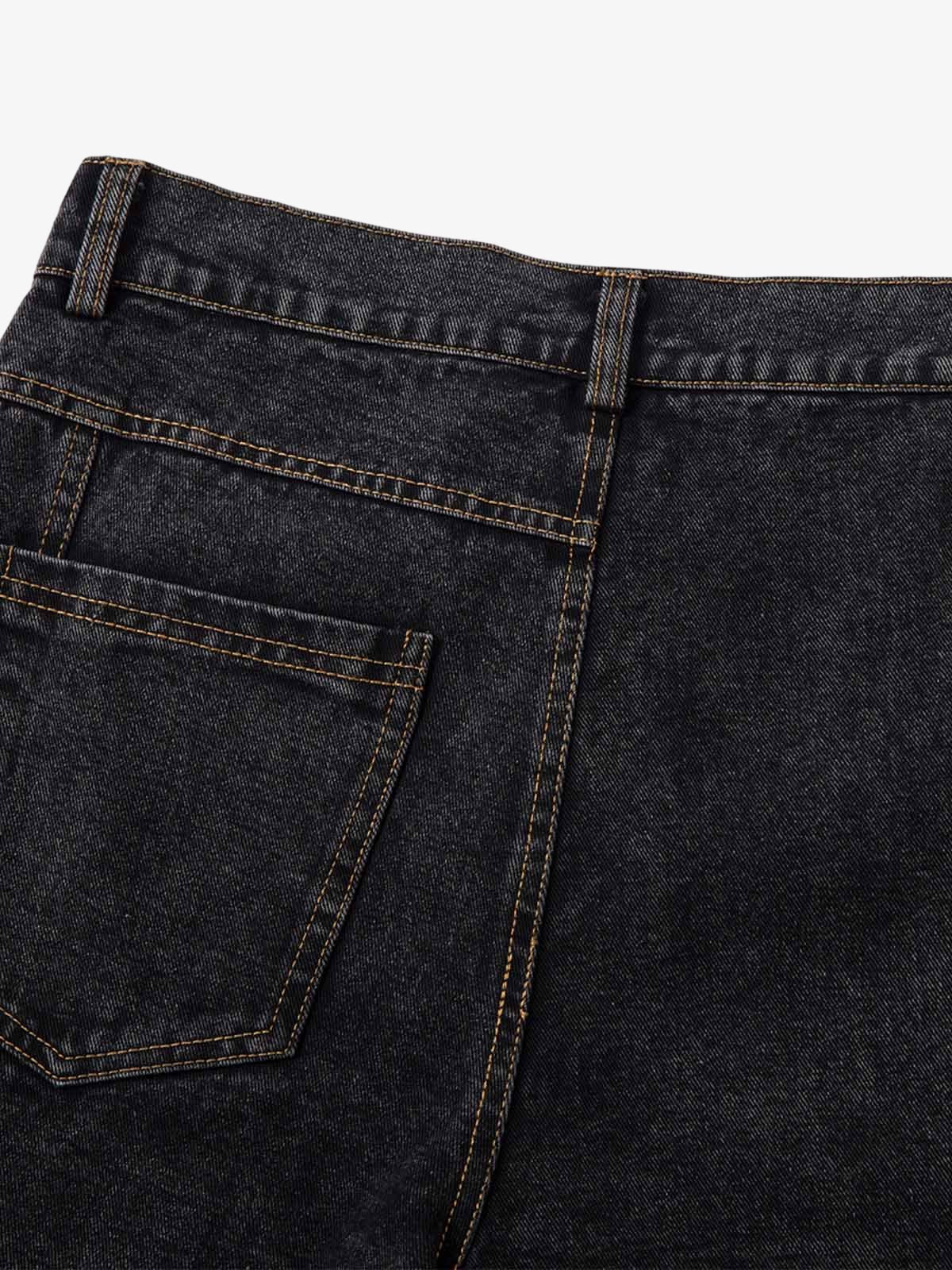 Washed Distressed Deconstructed Split Jeans 