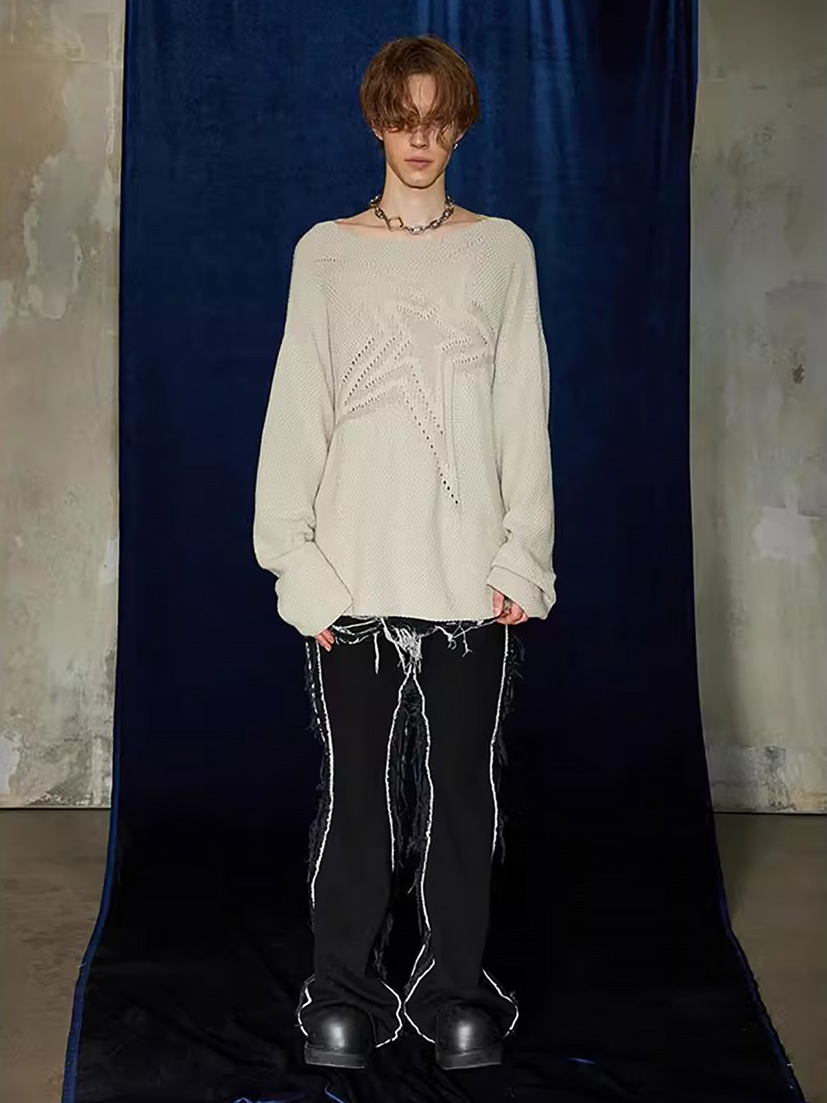 Thesupermade Star Cutout Boatneck Sweater 