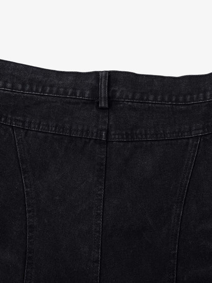 Washed Distressed Multi-Pocket Cargo Jeans 