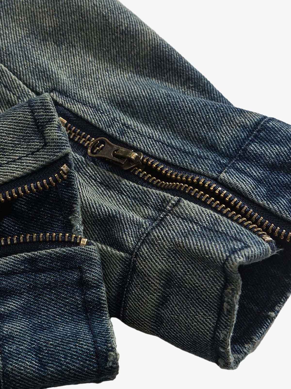 Thesupermade High Street Hip-hop Distressed Washed Denim Jacket - 2242 