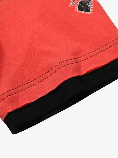 Contrast Color Patchwork Print T-Shirt 