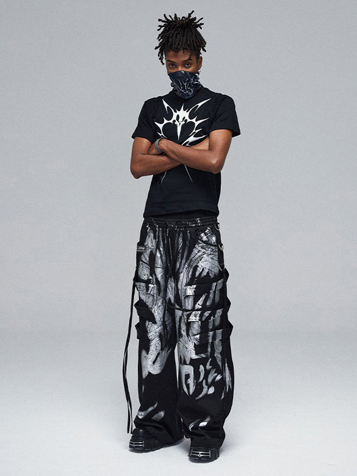 Deconstructed Brushed Silver Ribbon Drawstring Pant - 2177 