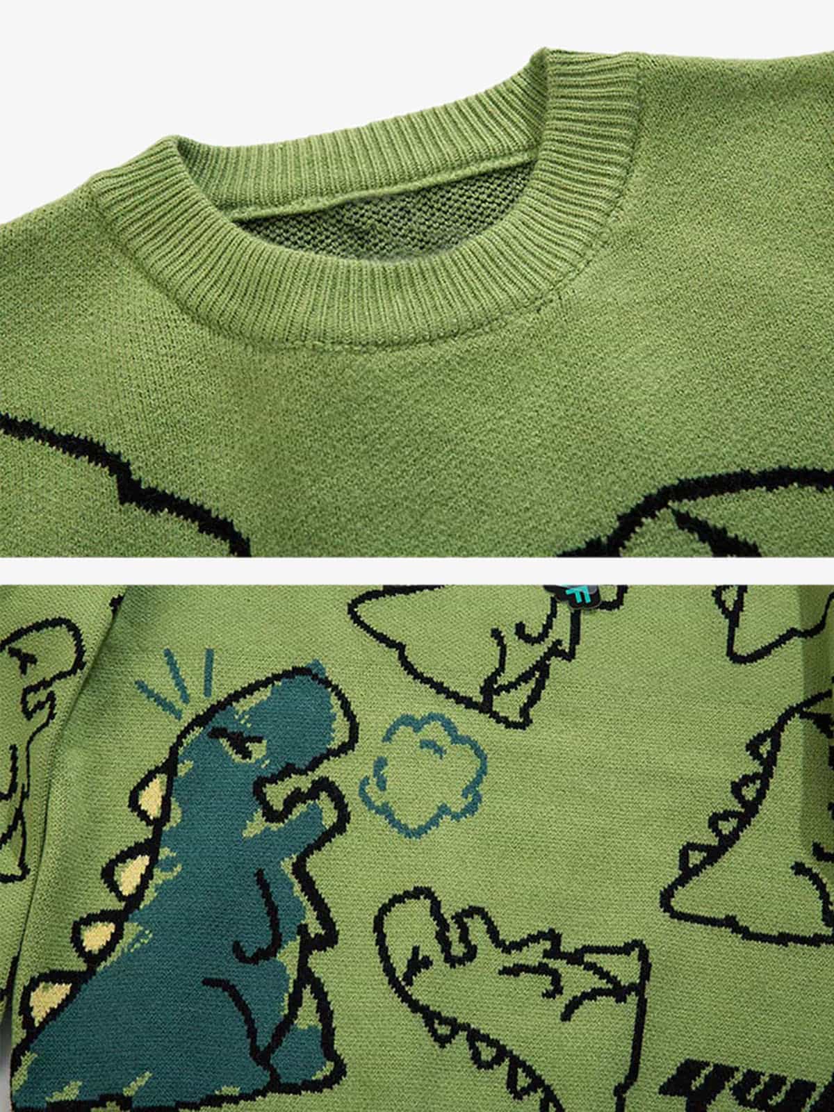 Thesupermade Cartoon Dinosaur Printed Sweater - 1004 