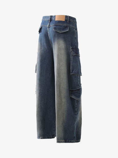 Heavy Washed Workwear Baggy Barrel Jeans - 2337 