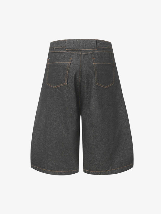 Deconstructed Split Contrast Stitching Scimitar Jorts 