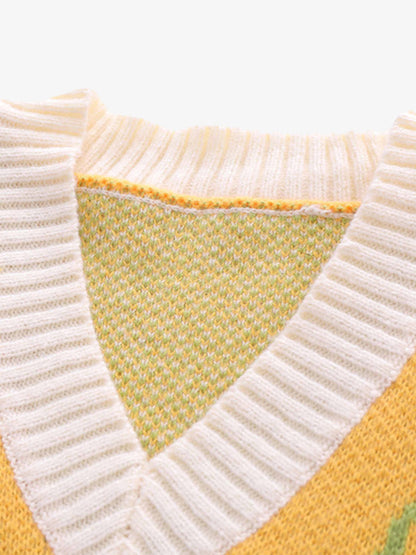 Thesupermade Graffiti Love V-neck Irregular Sweater - 1695 