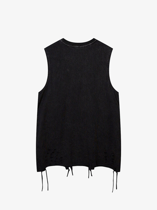 Raw Edge Butterfly Print Vest 