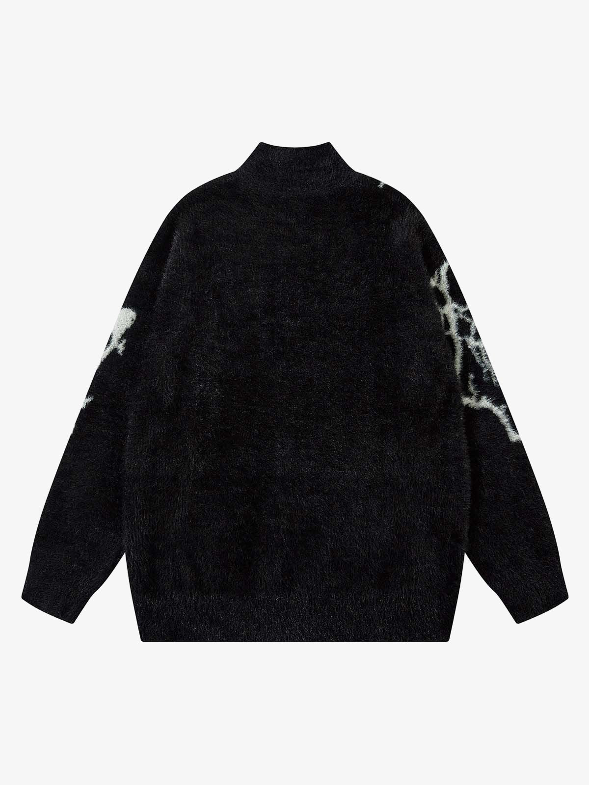 Thesupermade Lightning Graphic Imitation Mink Fur Zip Up Sweater 