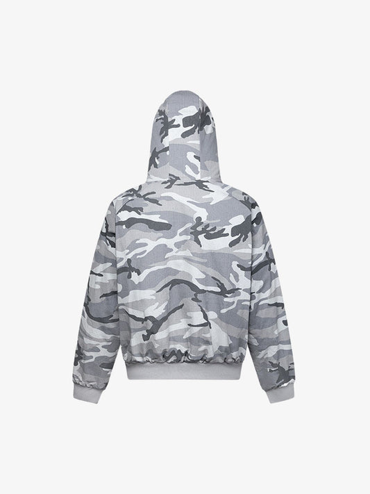 Thesupermade Camouflage Fleece Hooded  Jacket 
