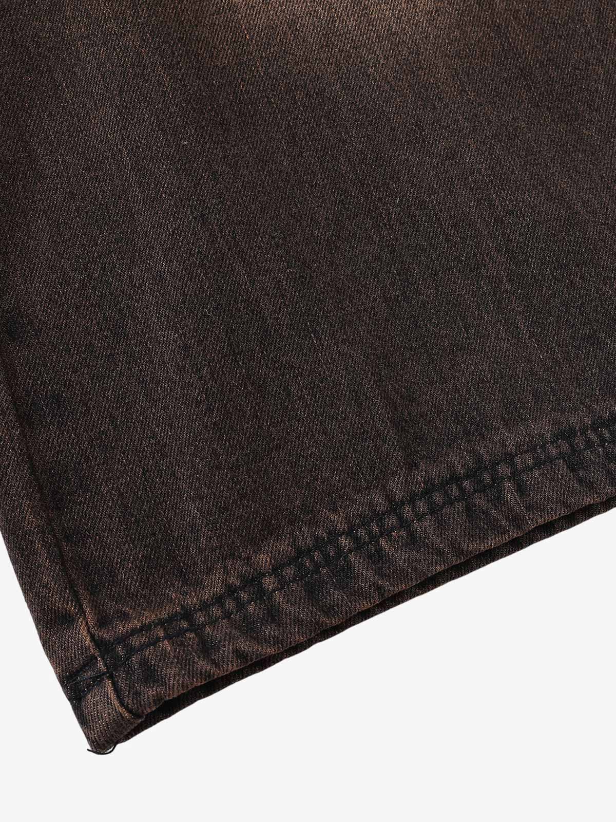 Distressed Washed Denim Cropped Jorts - 2399 