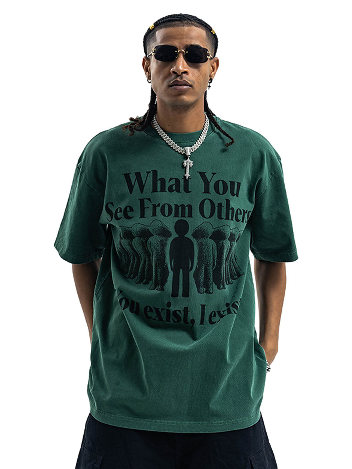 Street Retro Portrait Letter Print T-Shirt 