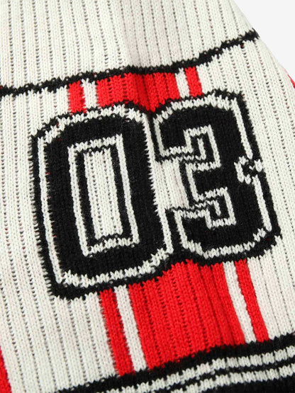 Thesupermade Vintage Striped Baseball Short-sleeved Knit Sweater - 2249 