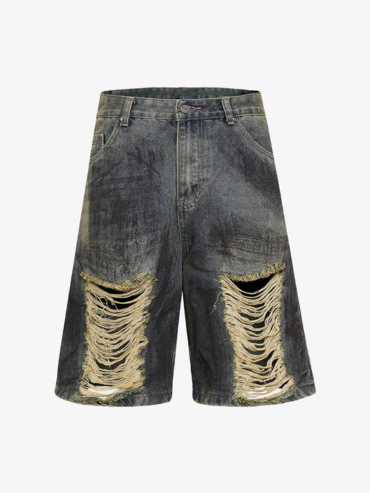 Thesupermade High Street Washed Distressed Denim Shorts 