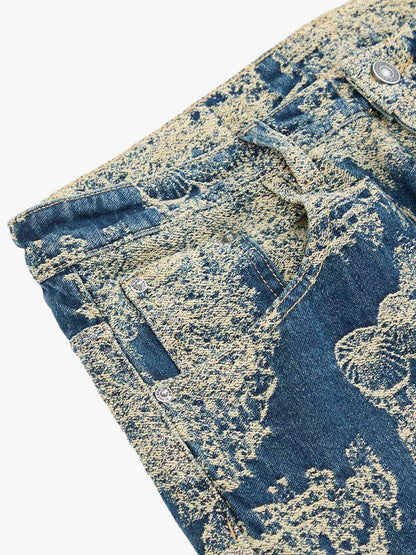 Landscape Jacquard Straight Jeans 