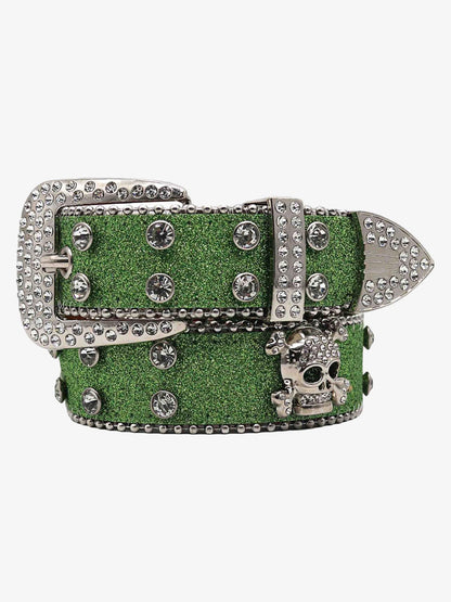 Thesupermade Rhinestone Skull Belt - 1668
