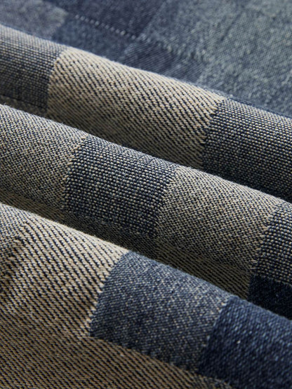 Thesupermade Checkerboard Jacquard Wide Leg Jeans - 2193 