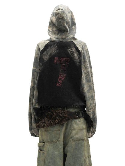 Graffiti Camouflage Patchwork Hooded Jacket 
