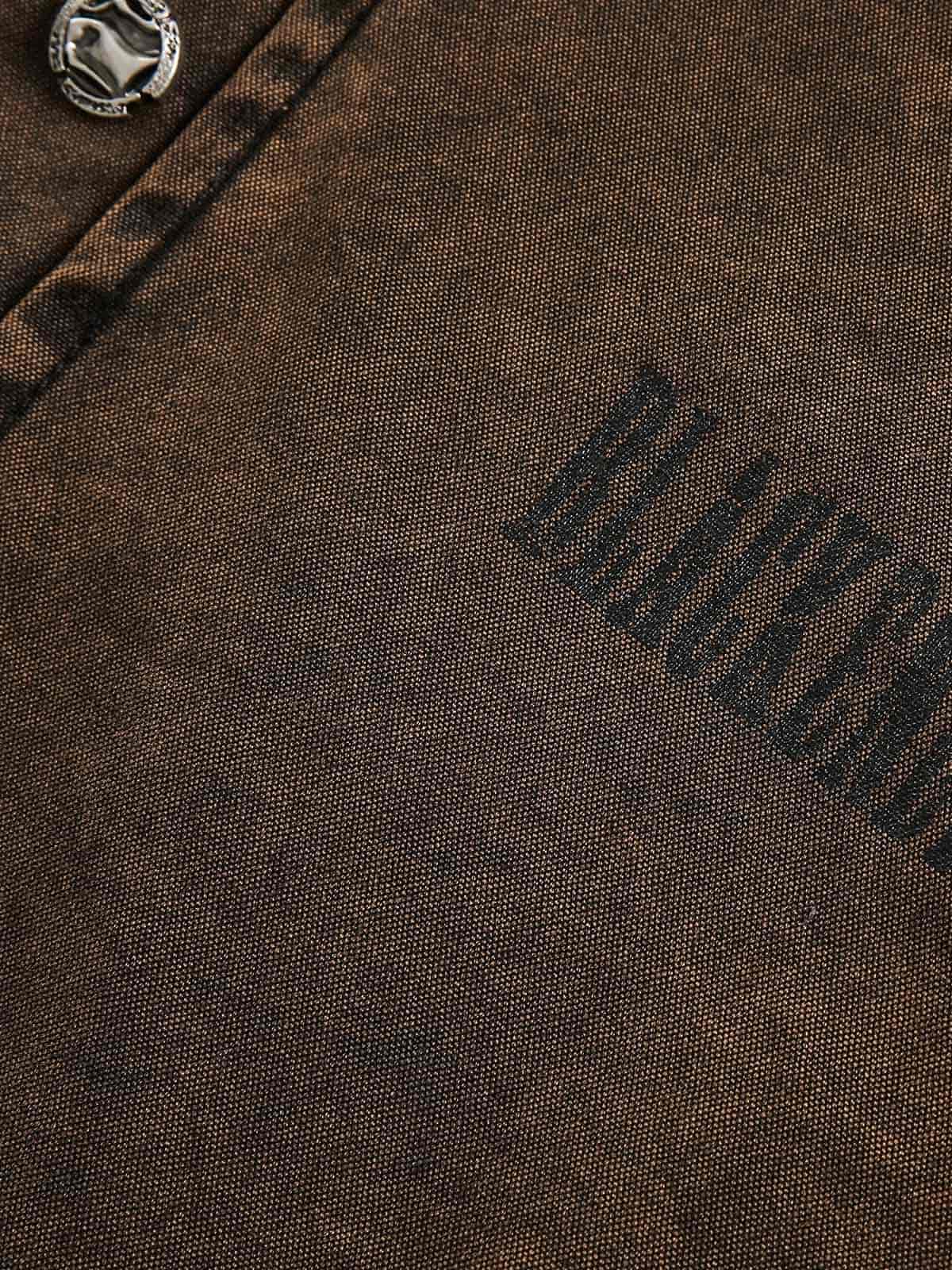 Distressed Washed Rivet Hooded Denim Sweatshirt 