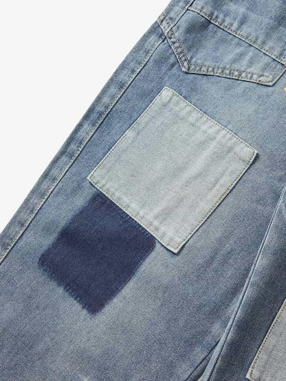 Thesupermade Drawstring Denim Patch Washed Jeans 