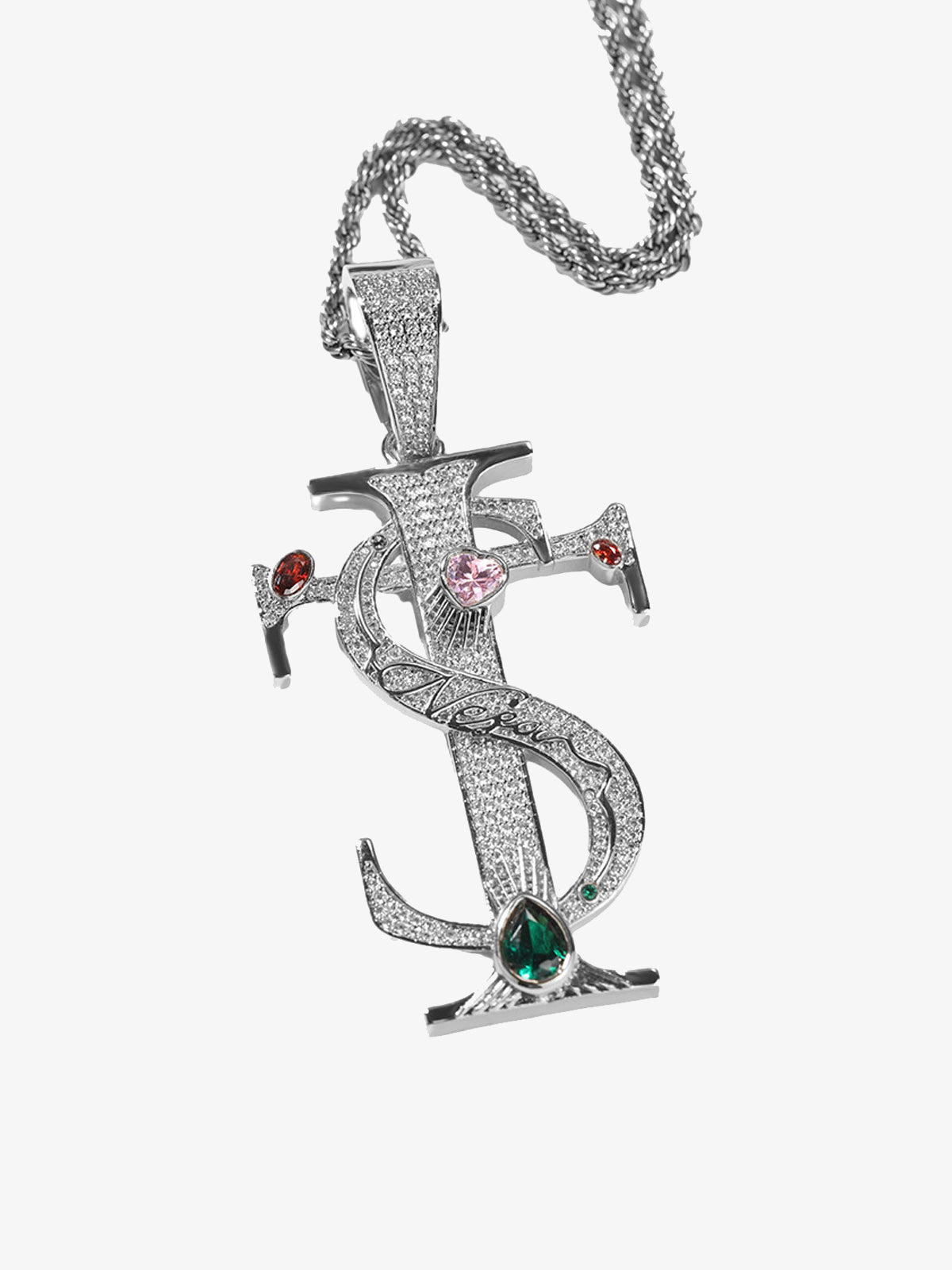Zircon S Cross Pendant Necklace