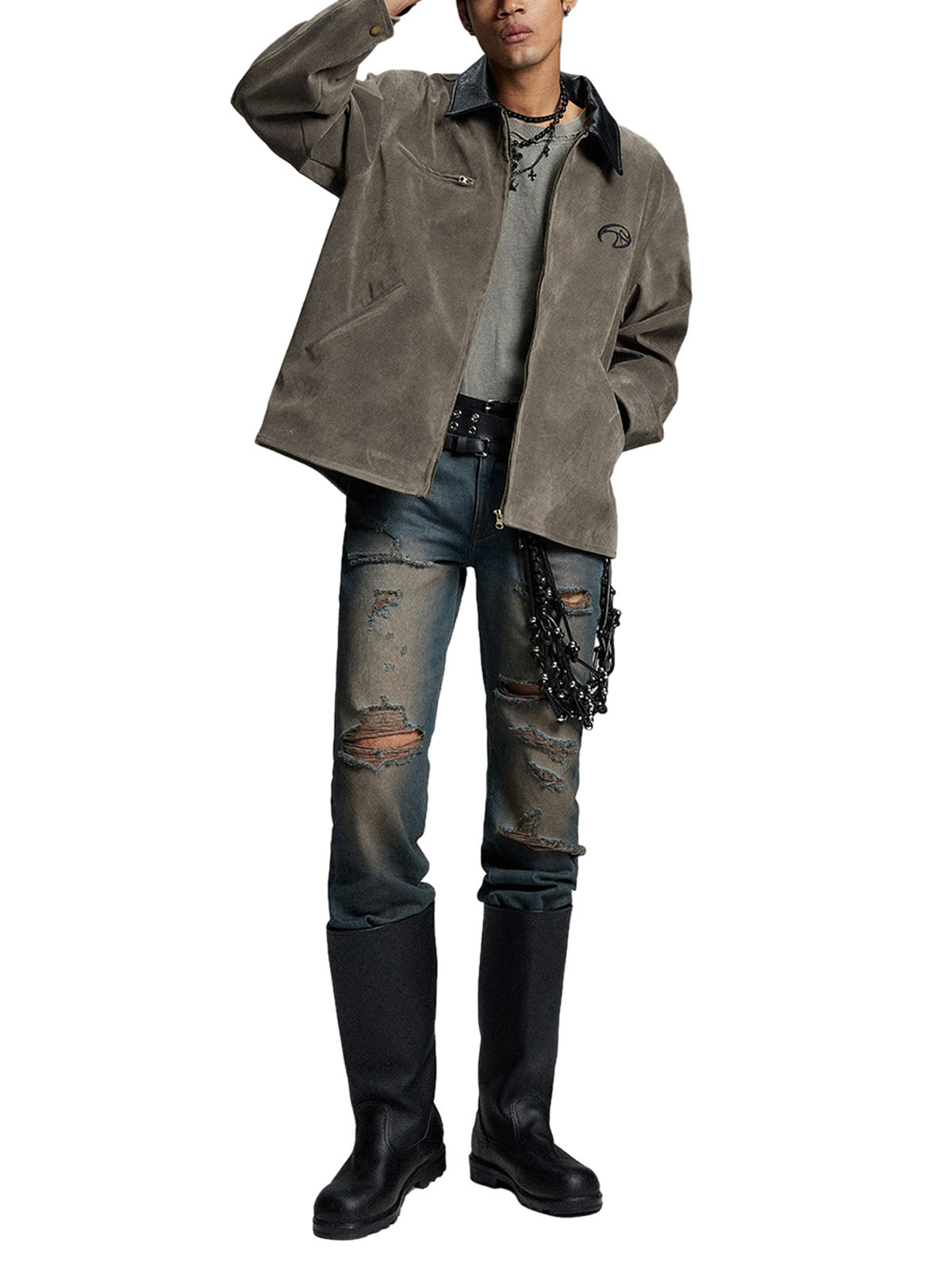 Retro Suede Detroit Motorcycle Jacket 