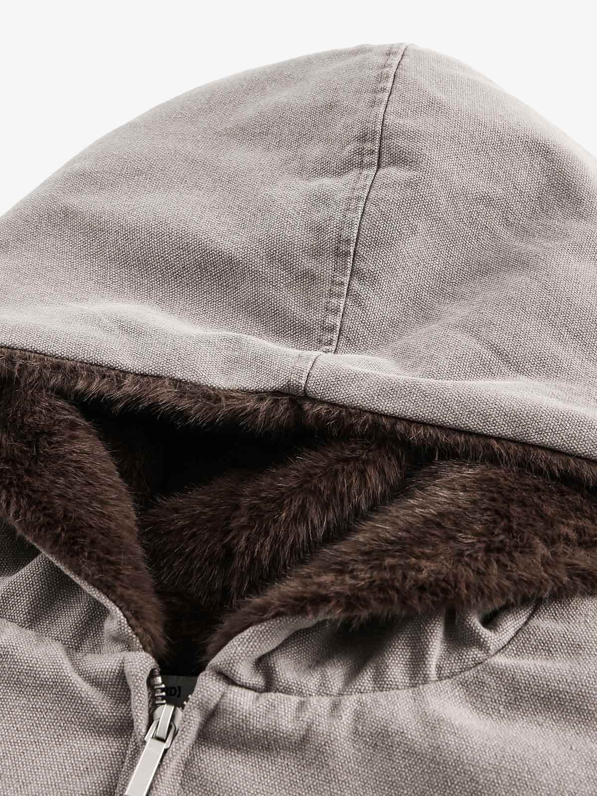 Thesupermade Fur Hooded Zip Up Quilted Jacket 