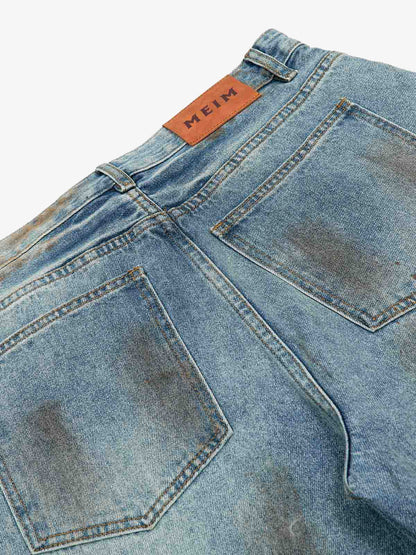 Washed Distressed Ripped Barrel Jeans - 2445 