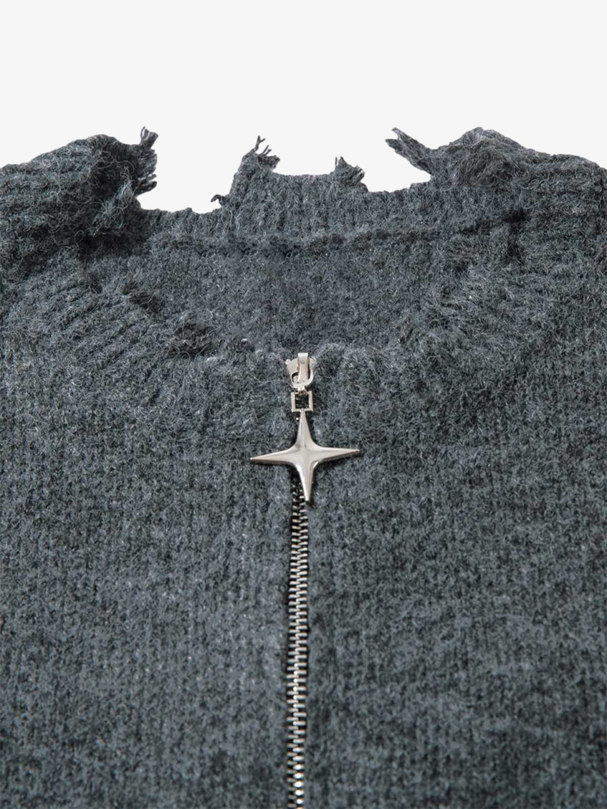 Distressed Quarter Zip Sweater 