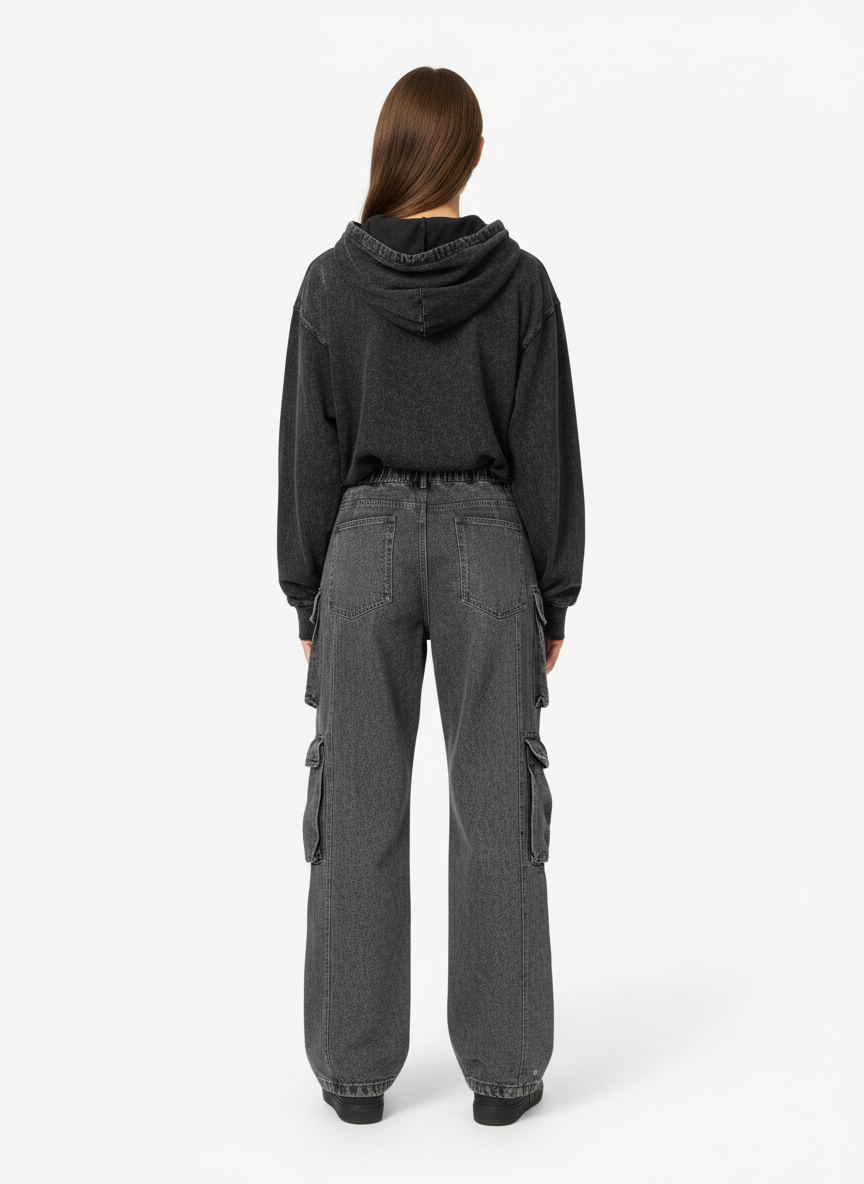 Thesupermade Street Stitching Multi-Pocket Workwear Washed Jeans - 2209