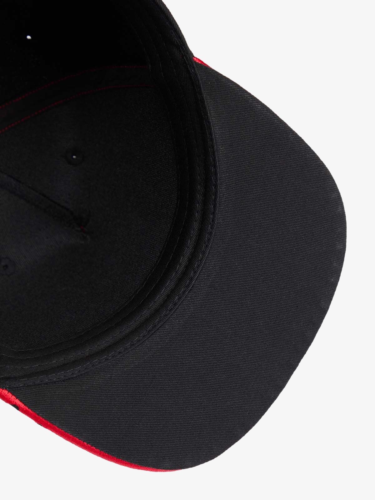 Embroidered Flame-Trimmed Black Baseball Cap - 2365