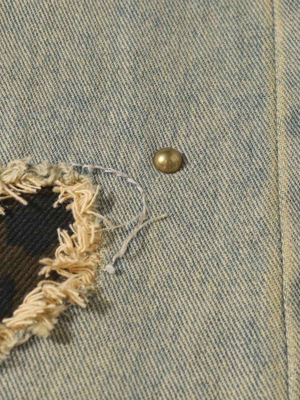 Distressed Raw Edge Patch Jeans 