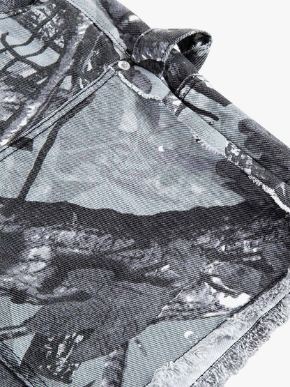 Thesupermade Retro Distressed Camouflage Workwear Hip-Hop Shorts 