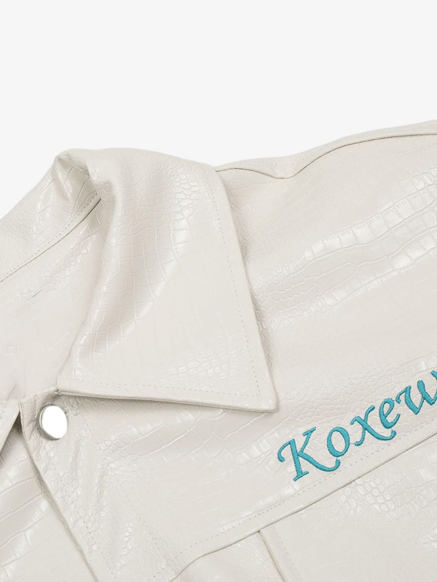 Thesupermade Star Embroidered PU Leather Jacket - 2358 