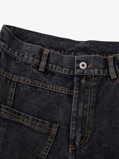 Washed Distressed Deconstructed Split Jeans 