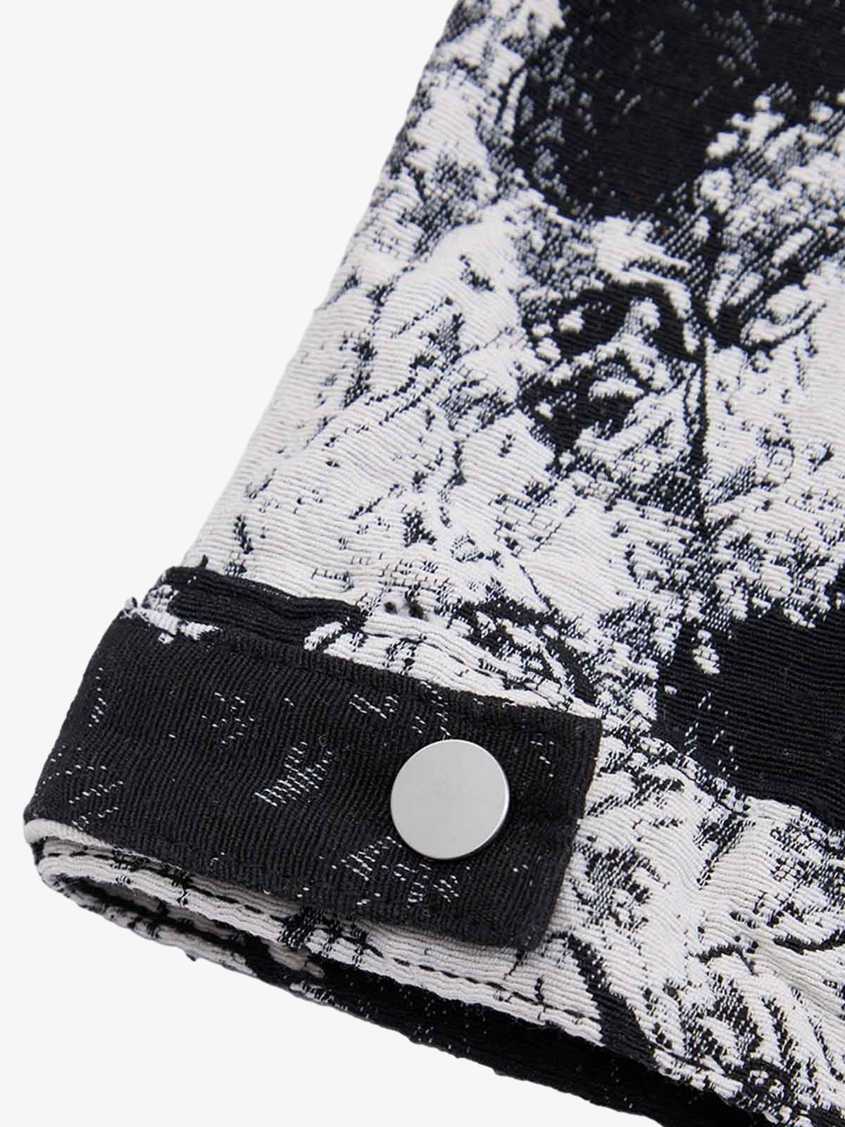 Black And White Contrast Floral Denim Jacket 